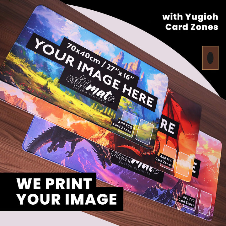 'Print your image' Premium Custom Playmat with Yugioh Card Zones