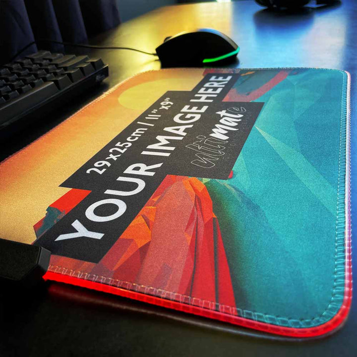 'Print your image' Square Large Custom RGB Gaming Mouse Pad | 30x25cm