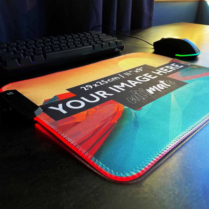 'Print your image' Square Large Custom RGB Gaming Mouse Pad | 30x25cm